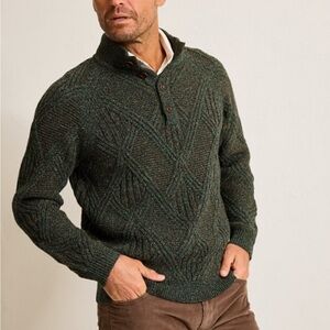 NWT Men's Tommy Bahama Sz Large Beachscape Green Cable Knit Sweater